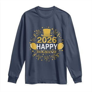 Scottish New Year 2026 Long Sleeve Shirt Happy Hogmanay NYE Party TS11 Navy Print Your Wear