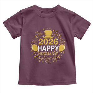 Scottish New Year 2026 Toddler T Shirt Happy Hogmanay NYE Party TS11 Maroon Print Your Wear
