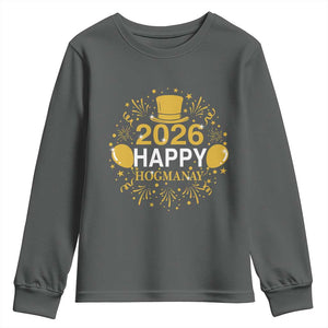 Scottish New Year 2026 Youth Sweatshirt Happy Hogmanay NYE Party TS11 Dark Heather Print Your Wear