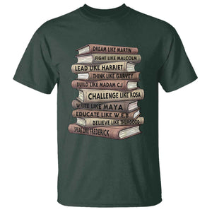 Black History Month African American Leaders Teacher Book Lover T Shirt TS11 Dark Forest Green Print Your Wear