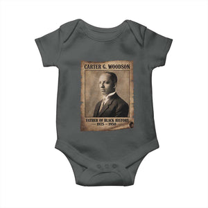 Carter G Woodson Baby Onesie Father Of Black History Month Old Paper Graphic TS11 Dark Heather Print Your Wear