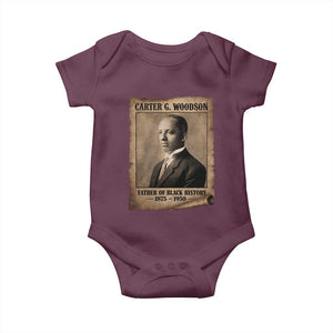 Carter G Woodson Baby Onesie Father Of Black History Month Old Paper Graphic TS11 Maroon Print Your Wear