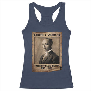 Carter G Woodson Racerback Tank Top Father Of Black History Month Old Paper Graphic TS11 Navy Print Your Wear