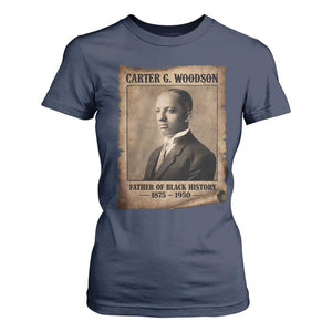 Carter G Woodson T Shirt For Women Father Of Black History Month Old Paper Graphic TS11 Navy Print Your Wear