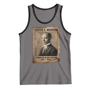 Carter G Woodson Tank Top Father Of Black History Month Old Paper Graphic TS11 Deep Heather Black Print Your Wear