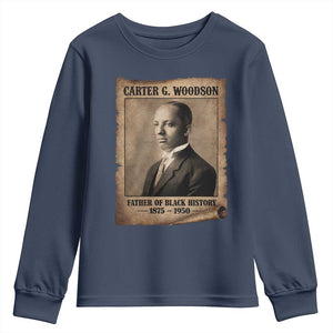 Carter G Woodson Youth Sweatshirt Father Of Black History Month Old Paper Graphic TS11 Navy Print Your Wear