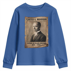 Carter G Woodson Youth Sweatshirt Father Of Black History Month Old Paper Graphic TS11 Royal Blue Print Your Wear