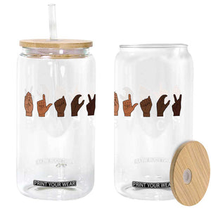 Black Asl Sign Language Hands Signs African American Month Glass Can TS11 Print Your Wear