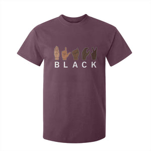 Black Asl Sign Language Hands Signs African American Month T Shirt For Kid TS11 Maroon Print Your Wear