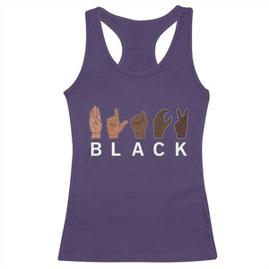 Black Asl Sign Language Hands Signs African American Month Racerback Tank Top TS11 Purple Print Your Wear