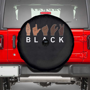 Black Asl Sign Language Hands Signs African American Month Spare Tire Cover TS11 Black Print Your Wear