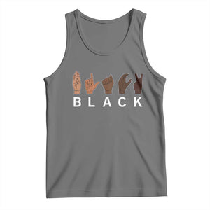 Black Asl Sign Language Hands Signs African American Month Tank Top TS11 Black Heather Print Your Wear