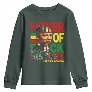Carter G Woodson Youth Sweatshirt Father Of Black History Month TS11 Dark Forest Green Print Your Wear