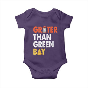 Funny Greater Than Green Bay Cheese Grate Baby Onesie TS11 Purple Print Your Wear
