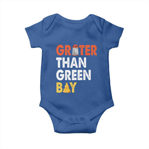 Funny Greater Than Green Bay Cheese Grate Baby Onesie TS11 Royal Blue Print Your Wear