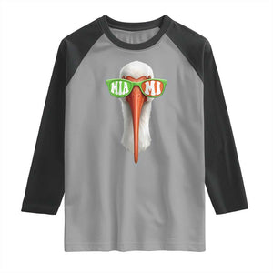 Vintage Miami White Ibis with Sunglasses Raglan Shirt TS11 Sport Gray Black Print Your Wear