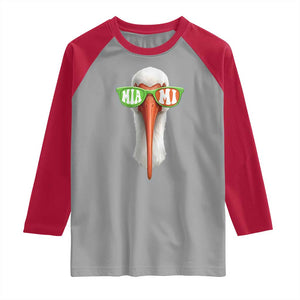 Vintage Miami White Ibis with Sunglasses Raglan Shirt TS11 Sport Gray Red Print Your Wear
