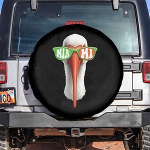 Vintage Miami White Ibis with Sunglasses Spare Tire Cover TS11 No hole Black Print Your Wear