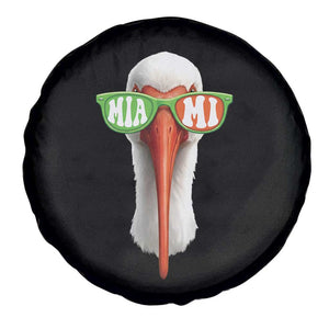 Vintage Miami White Ibis with Sunglasses Spare Tire Cover TS11 Print Your Wear