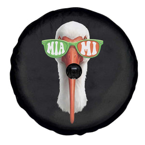 Vintage Miami White Ibis with Sunglasses Spare Tire Cover TS11 Print Your Wear