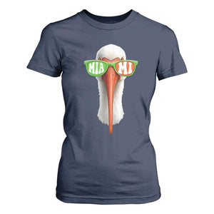Vintage Miami White Ibis with Sunglasses T Shirt For Women TS11 Navy Print Your Wear