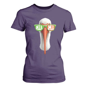 Vintage Miami White Ibis with Sunglasses T Shirt For Women TS11 Purple Print Your Wear
