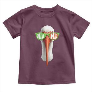 Vintage Miami White Ibis with Sunglasses Toddler T Shirt TS11 Maroon Print Your Wear