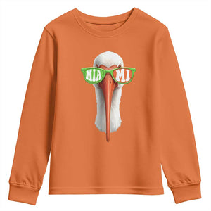 Vintage Miami White Ibis with Sunglasses Youth Sweatshirt TS11 Orange Print Your Wear