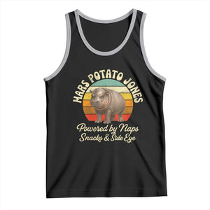 Funny Mars Potato Jones Tank Top Powered by Naps Snacks Side Eye Pygmy Hippo TS11 Black Athletic Heather Print Your Wear