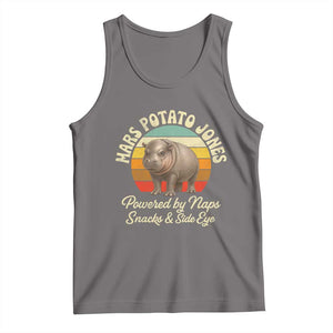 Funny Mars Potato Jones Tank Top Powered by Naps Snacks Side Eye Pygmy Hippo TS11 Deep Heather Print Your Wear