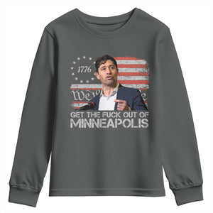 Get The Fuck Out Of Minneapolis Youth Sweatshirt Mayor Resistance Protest Jacob Political TS11 Dark Heather Print Your Wear