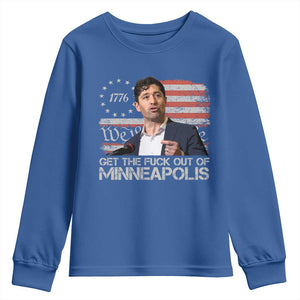 Get The Fuck Out Of Minneapolis Youth Sweatshirt Mayor Resistance Protest Jacob Political TS11 Royal Blue Print Your Wear