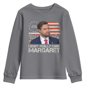 Funny JD Vance 2025 I Don't Really Care Margaret Youth Sweatshirt Vintage Betsy Ross Flag TS11 Charcoal Print Your Wear