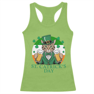 Funny St Catrick's Day Beer Racerback Tank Top St Patrick's Day Cat Beer Shamrock TS11 Lime Print Your Wear