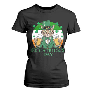 Funny St Catrick's Day Beer T Shirt For Women St Patrick's Day Cat Beer Shamrock TS11 Black Print Your Wear