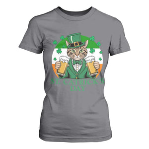 Funny St Catrick's Day Beer T Shirt For Women St Patrick's Day Cat Beer Shamrock TS11 Charcoal Print Your Wear