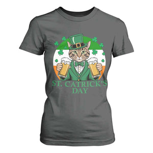 Funny St Catrick's Day Beer T Shirt For Women St Patrick's Day Cat Beer Shamrock TS11 Dark Heather Print Your Wear