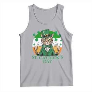 Funny St Catrick's Day Beer Tank Top St Patrick's Day Cat Beer Shamrock TS11 Athletic Heather Print Your Wear