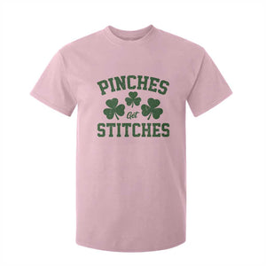 Funny St Patrick's Day Pinches Get Stiches T Shirt For Kid Shamrock TS11 Light Pink Print Your Wear