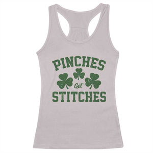 Funny St Patrick's Day Pinches Get Stiches Racerback Tank Top Shamrock TS11 Ice Gray Print Your Wear