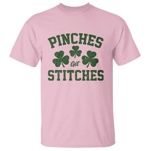 Funny St Patrick's Day Pinches Get Stiches T Shirt Shamrock TS11 Light Pink Print Your Wear