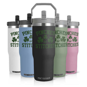 Funny St Patrick's Day Pinches Get Stiches Flip Straw Tumbler Shamrock TS11 Print Your Wear