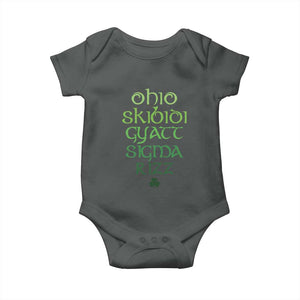 Funny Ohio Skibidi Gyatt Sigma Rizz St Patrick's Day Baby Onesie Shamrock TS11 Dark Heather Print Your Wear