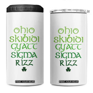 Funny Ohio Skibidi Gyatt Sigma Rizz St Patrick's Day 4 in 1 Can Cooler Tumbler Shamrock TS11 One Size: 16 oz White Print Your Wear