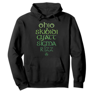 Funny Ohio Skibidi Gyatt Sigma Rizz St Patrick's Day Hoodie Shamrock TS11 Black Print Your Wear