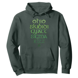 Funny Ohio Skibidi Gyatt Sigma Rizz St Patrick's Day Hoodie Shamrock TS11 Dark Forest Green Print Your Wear