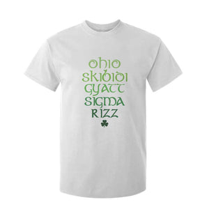 Funny Ohio Skibidi Gyatt Sigma Rizz St Patrick's Day T Shirt For Kid Shamrock TS11 White Print Your Wear