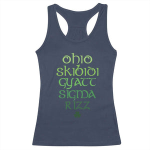 Funny Ohio Skibidi Gyatt Sigma Rizz St Patrick's Day Racerback Tank Top Shamrock TS11 Navy Print Your Wear