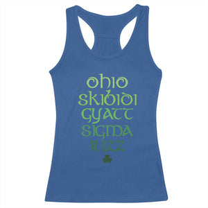 Funny Ohio Skibidi Gyatt Sigma Rizz St Patrick's Day Racerback Tank Top Shamrock TS11 Royal Blue Print Your Wear
