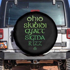 Funny Ohio Skibidi Gyatt Sigma Rizz St Patrick's Day Spare Tire Cover Shamrock TS11 No hole Black Print Your Wear
